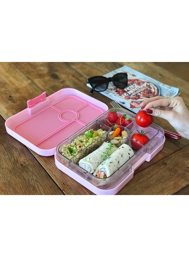 Yumbox Tapas Leakproof Bento Box, Lunch box for women, Teens and Kids, Large size, 4 compartment tray with large section for sandwich, salads plus sides and dip well (Capri Pink - Rainbow) - Image 5